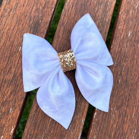 WHITE Crushed Velvet Sailor Bow