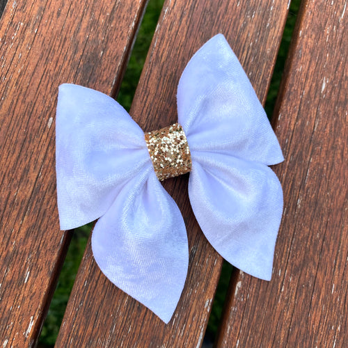 WHITE Crushed Velvet Sailor Bow