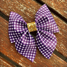 Load image into Gallery viewer, Large Sailor bow (Purple Plaid)