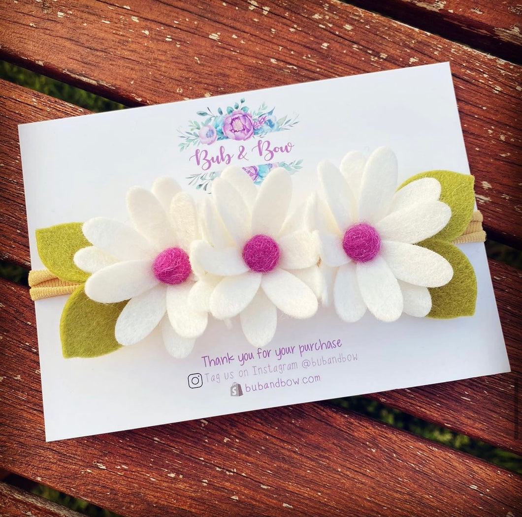 Felt Daisy Trio Crown (Plum)