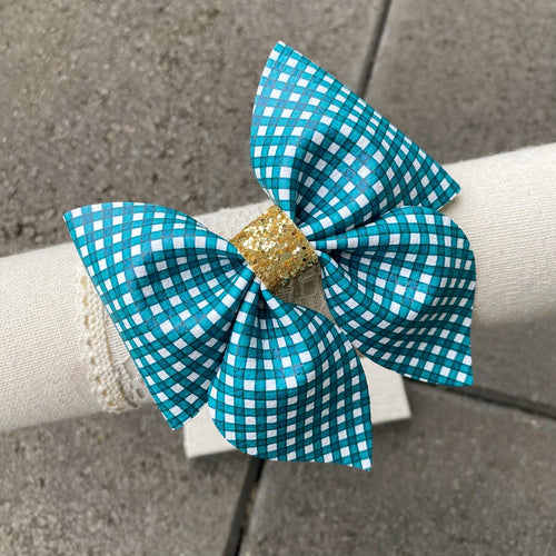 Large Sailor bow (Teal Plaid)