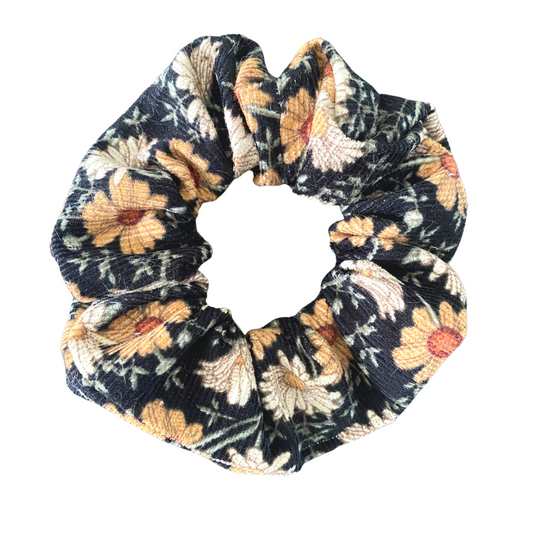 Black Daisy Cord Scrunchie