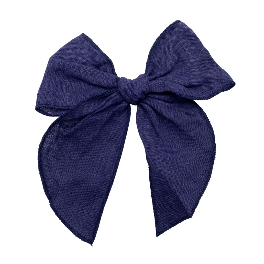 Navy Linen Bow