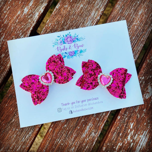 Pink Heart Embellished Mini Beauty Bows