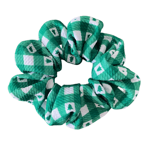 Christmas Gingham (Green) Liverpool Scrunchie