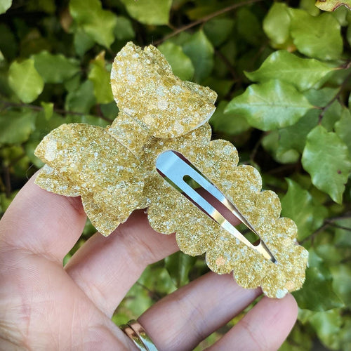 Gold Diamond Dust Large Snap Clip