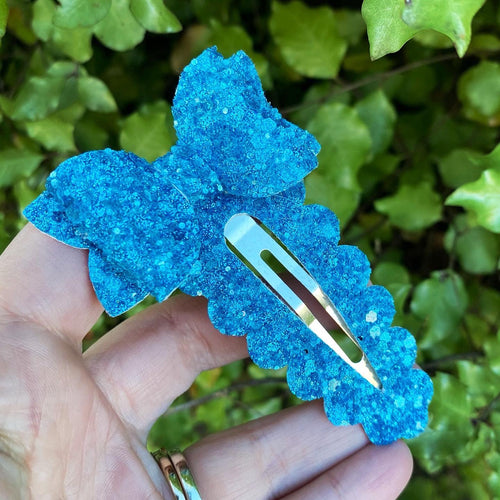 Cerulean Blue Diamond Dust Large Snap Clip