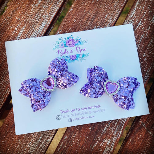 Purple Heart Embellished Mini Beauty Bows