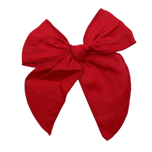 Red Linen Bow