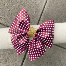 Load image into Gallery viewer, Large Sailor bow (Plum Plaid)