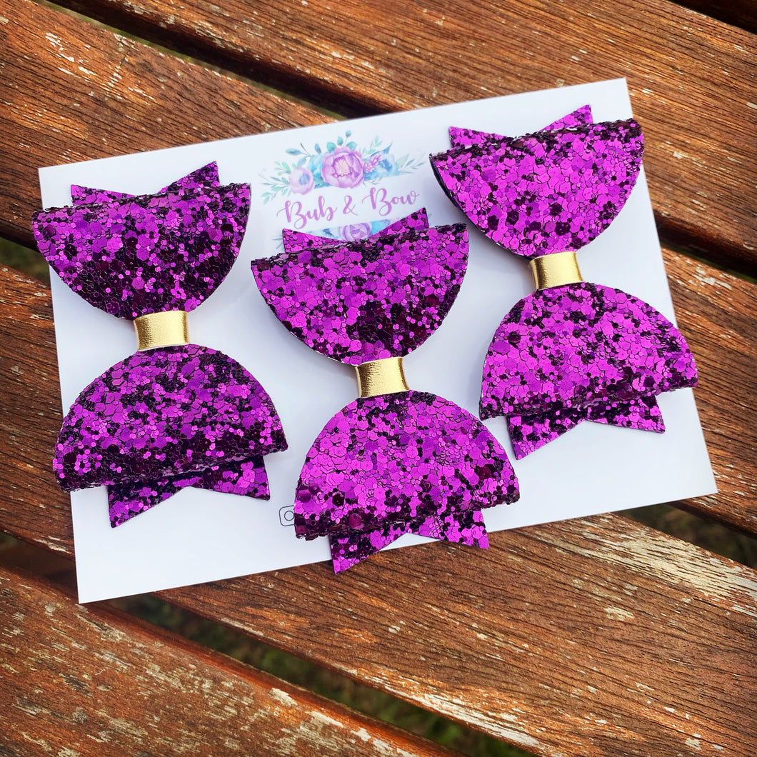 Grape Classic 'Dolly' Glitter bow (single)