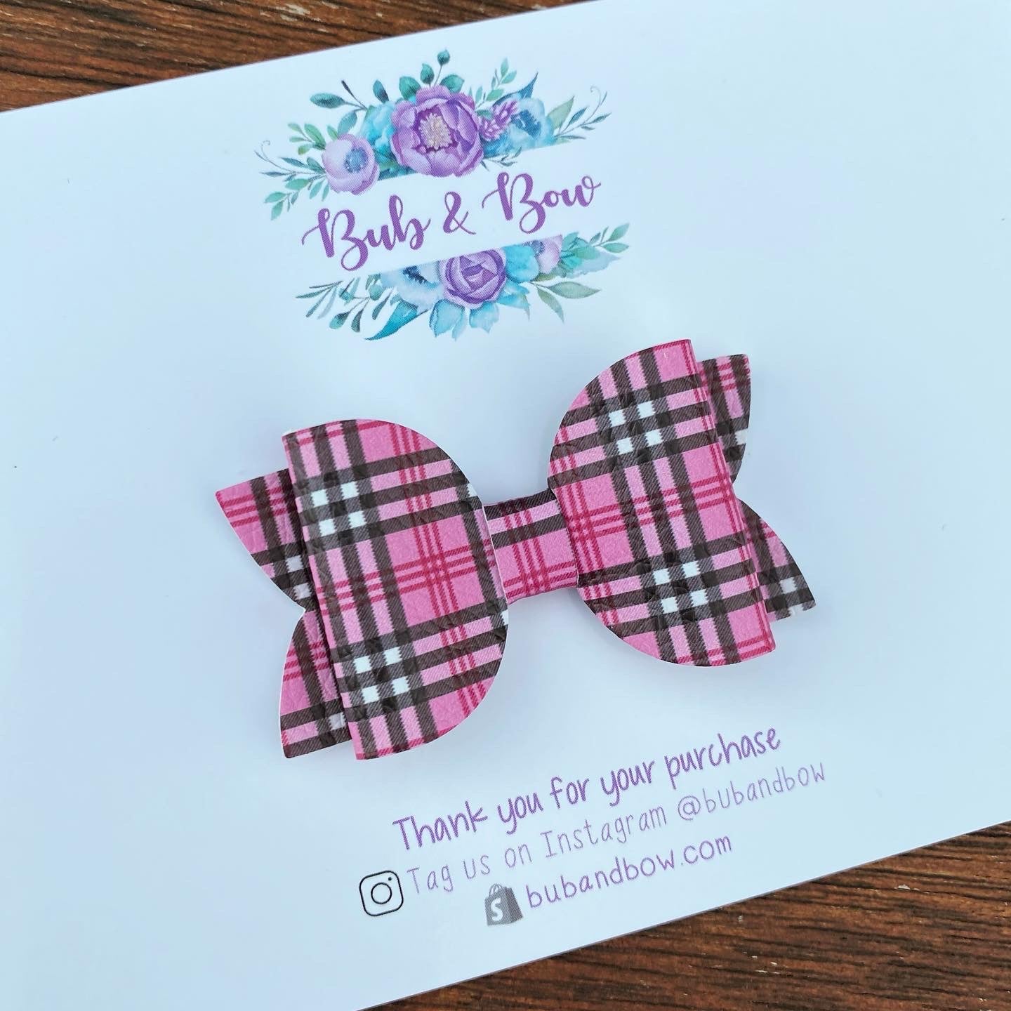 Pink Checkered Mini Beauty bow