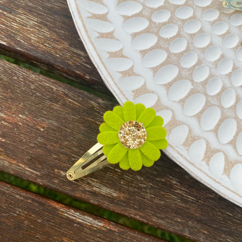 Felt Daisy Snap Clip (#44 Lime)