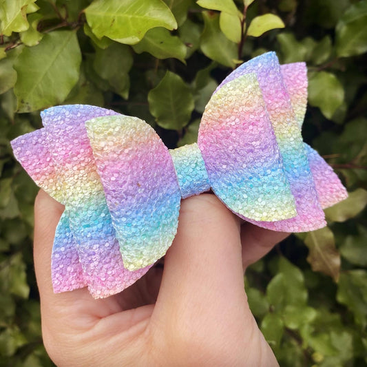 Pastel Ombre Rainbow Glitter Imogen bow