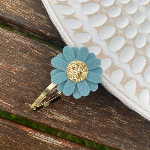 Felt Daisy Snap Clip (#61 Steel Teal)