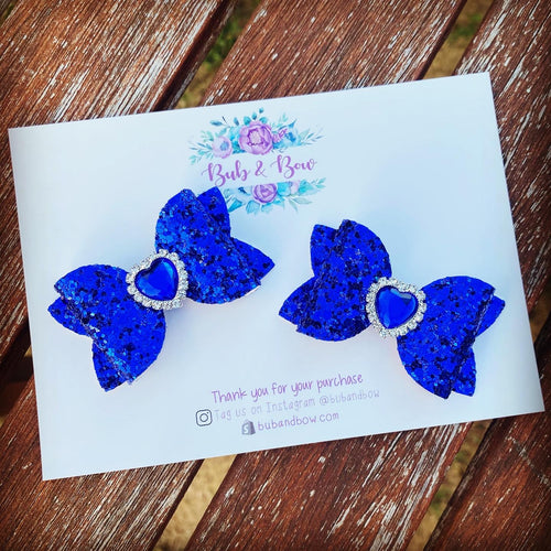 Blue Heart Embellished Mini Beauty Bows