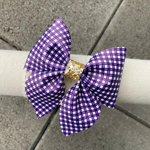 Large Sailor bow (Purple Plaid)