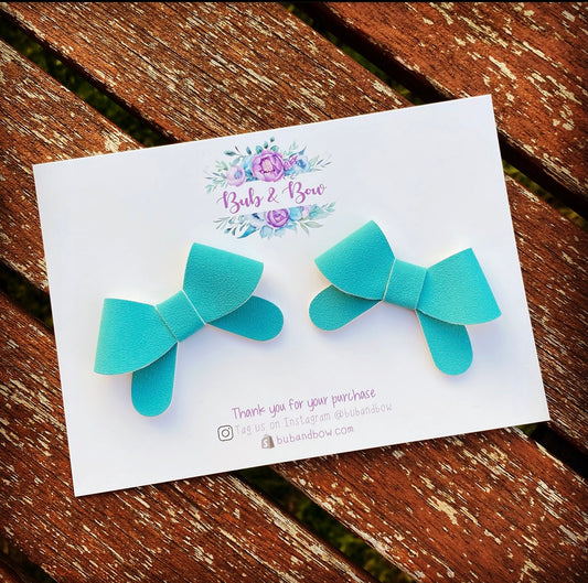 Turquoise 'Milla' Suede Piggy Bows