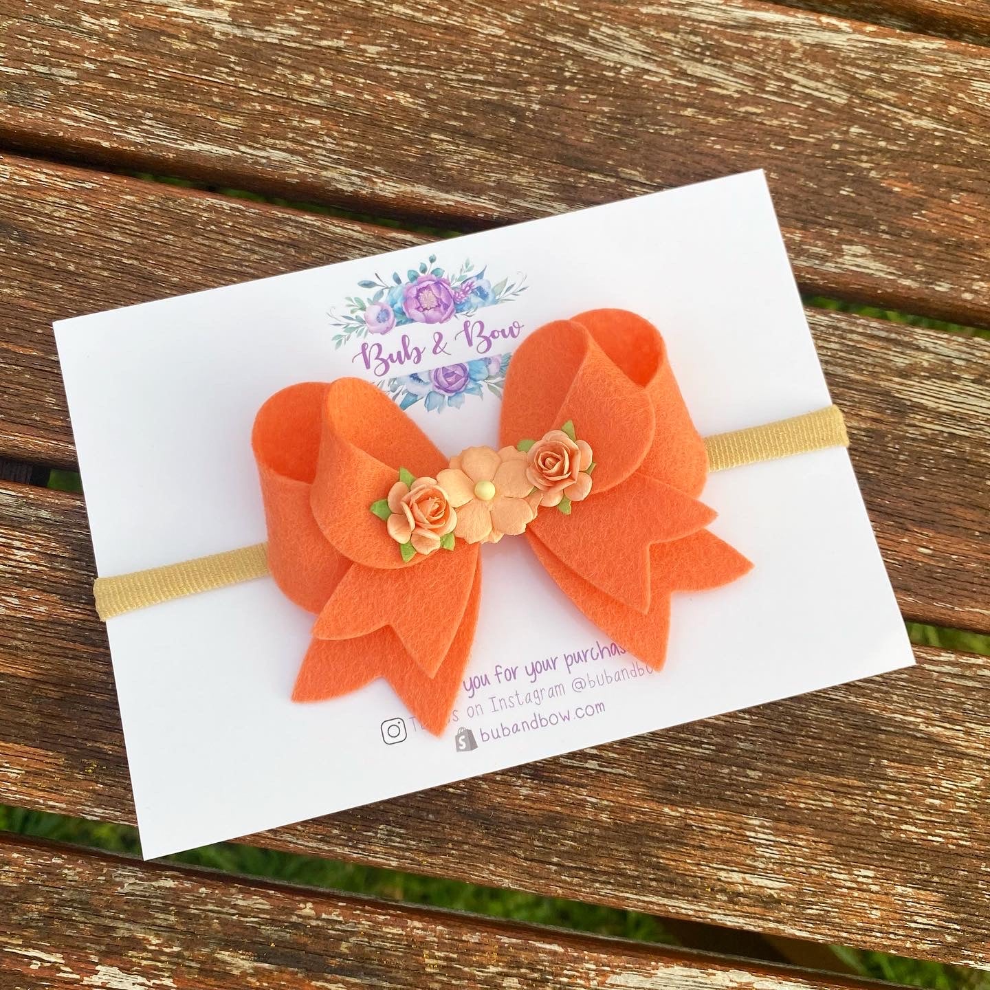 Franchi Fancy Felt Floral Bow (Papaya)