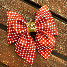 Load image into Gallery viewer, Large Sailor bow (Rusty Plaid)