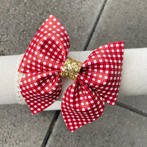 Large Sailor bow (Rasperry Plaid)