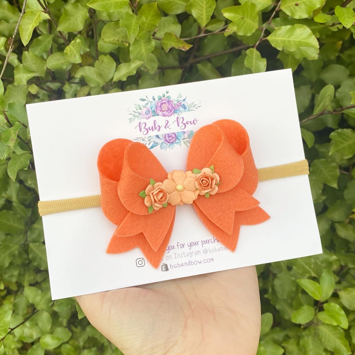 Franchi Fancy Felt Floral Bow (Papaya)