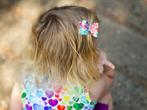 Rainbow Hearts Mini Beauty Bow