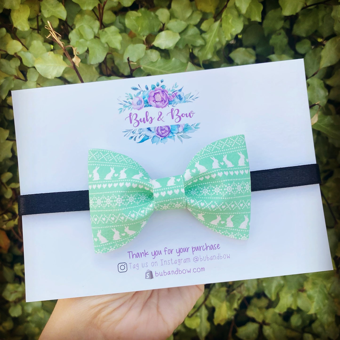 Mint Fair Isle Bunny Bow Tie