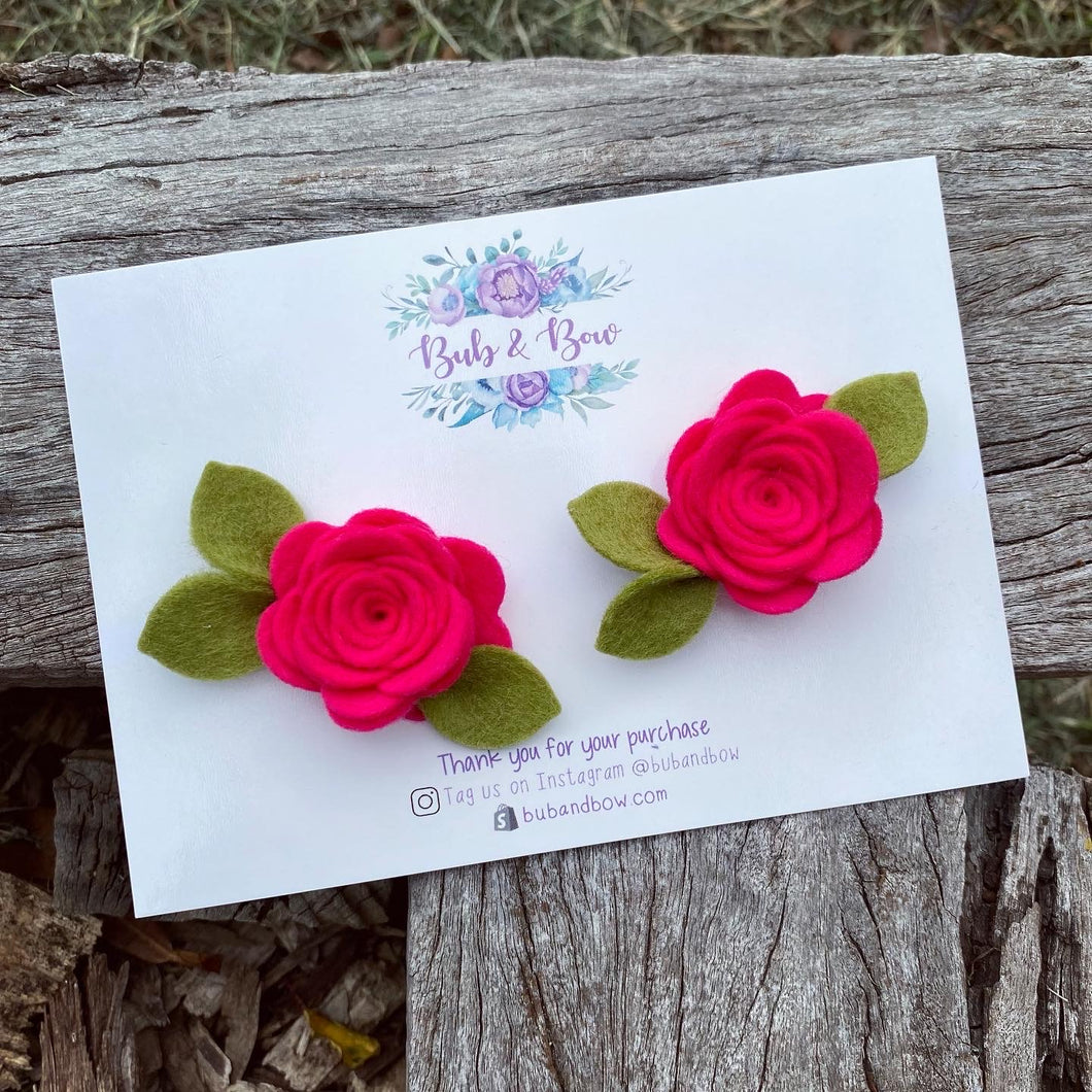 Mini Felt Bloom Piggys (Hot Pink)