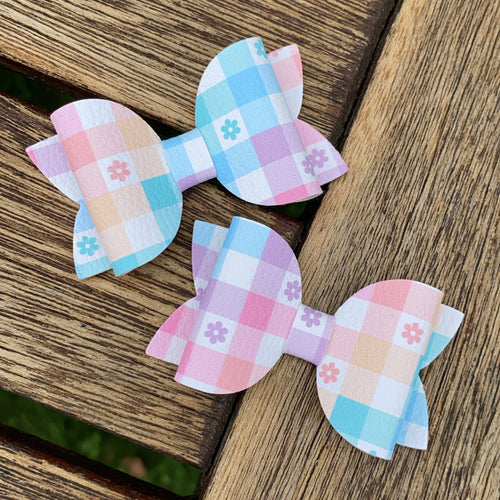 Pastel Gingham Mini Beauty Bows