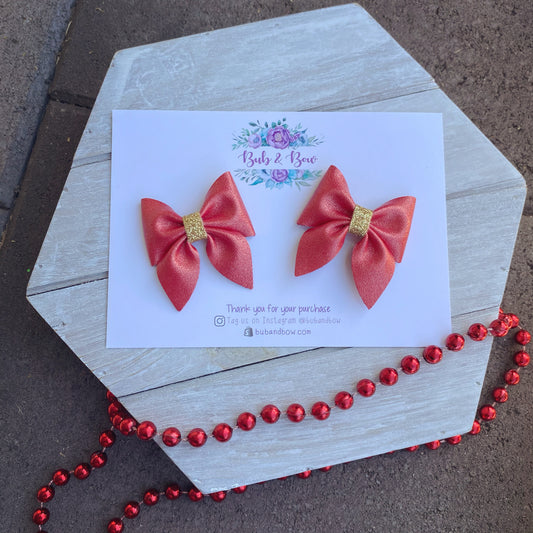 Red Shimmer Mini Sailor Bows