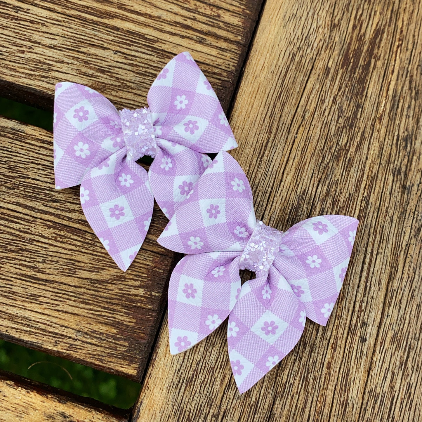 Blossom Gingham (Purple) Mini Sailor Bow