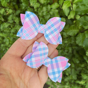 Pink & Blue Plaid Mini Piggy Clips