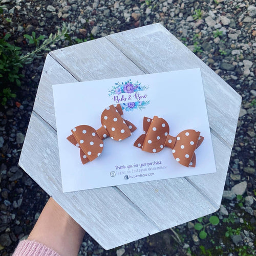 Polka Dot Mini Beauty Piggy Clips (Brown)