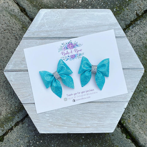 Blue Metallic Embossed Mini Sailor Bows