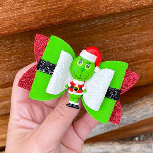 Grinch Santa Suit Clay bow