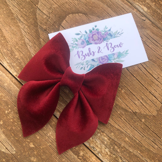 Wine Velvet Sailor Bow