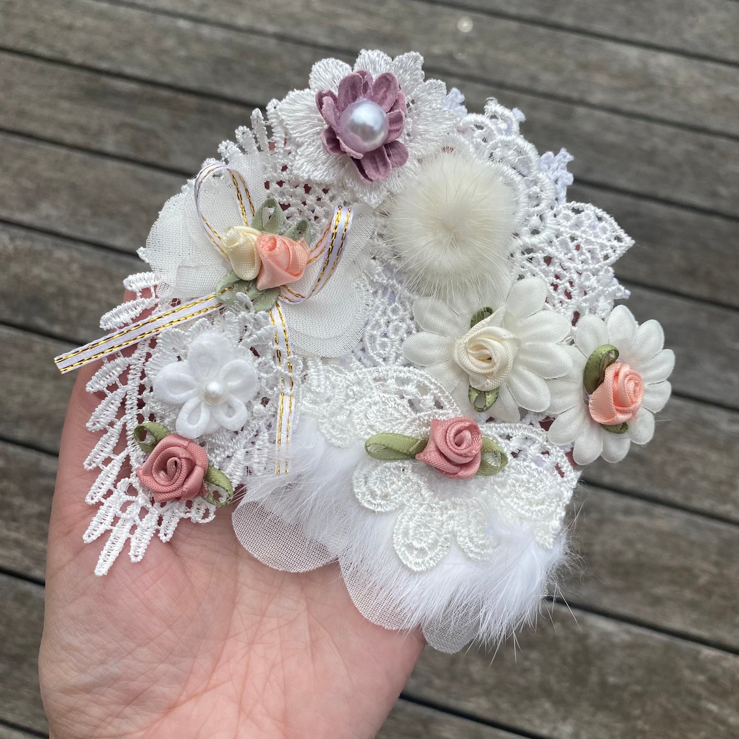 Vintage Lace Flower Fascinator