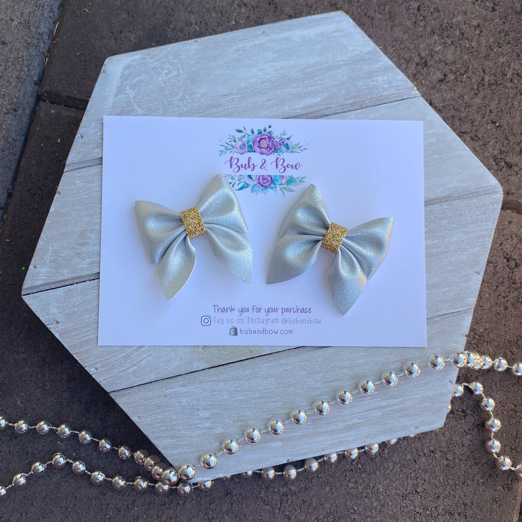 Silver Shimmer Mini Sailor Bows