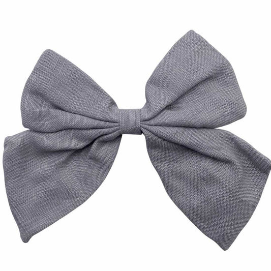 Silver Grey Linen Bow