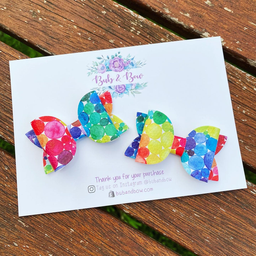 Rainbow Dots Mini Beauty bow