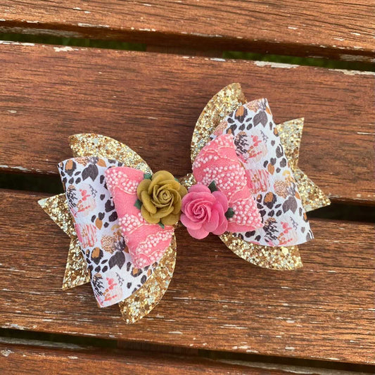 Autumn Leopard Maria bow (12cm)