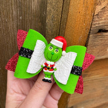 Load image into Gallery viewer, Grinch Santa Suit Clay bow