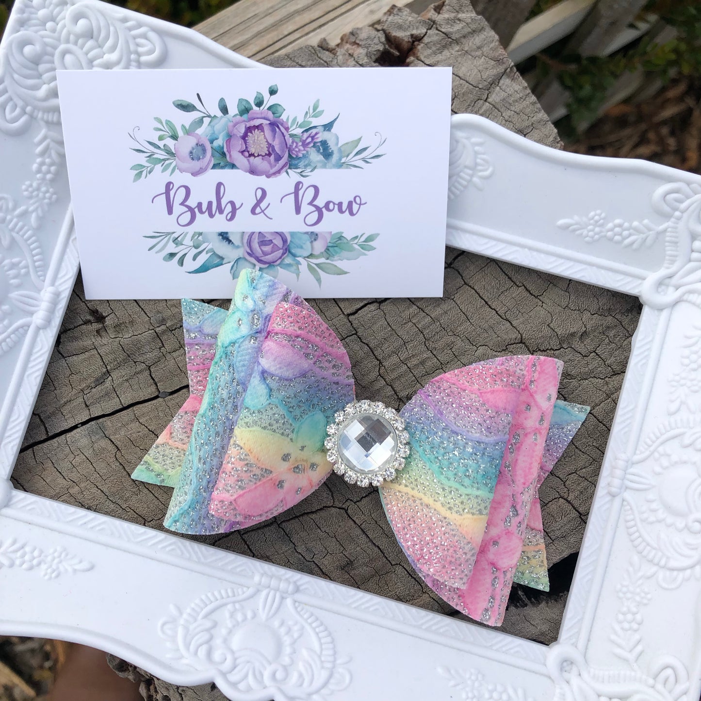 Rainbow Lace Jewel Large Dolly Bow