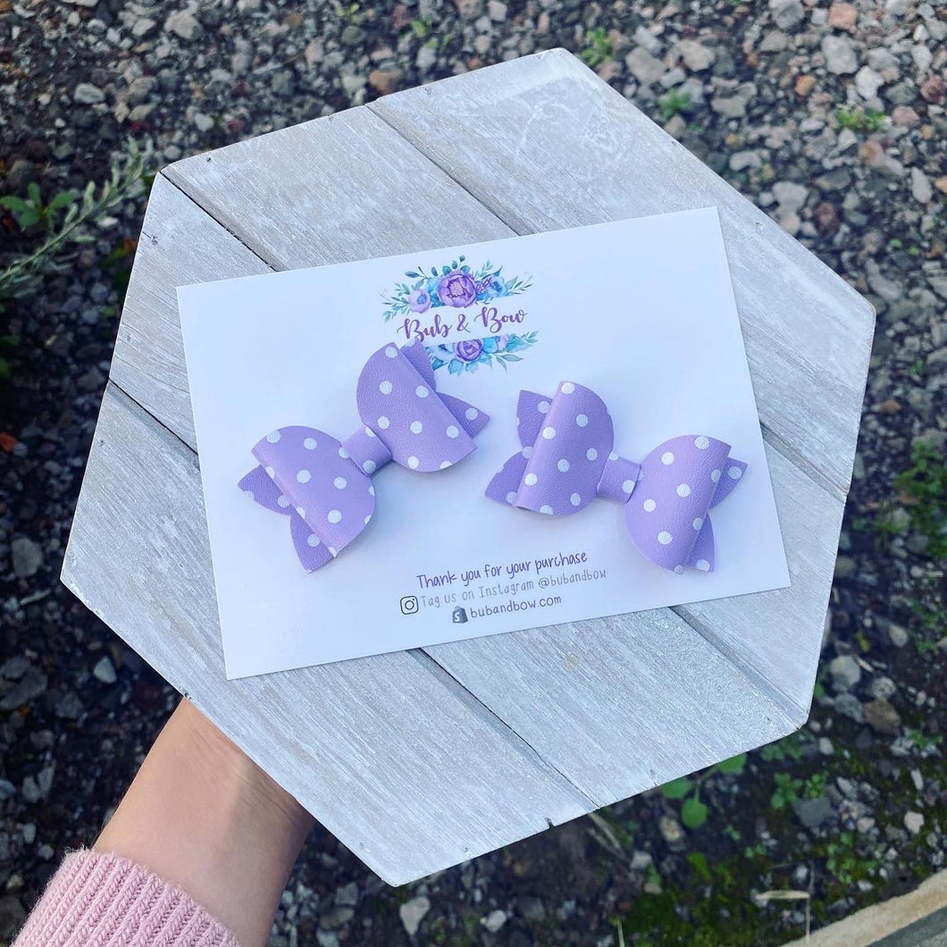 Polka Dot Mini Beauty Piggy Clips (Lilac)