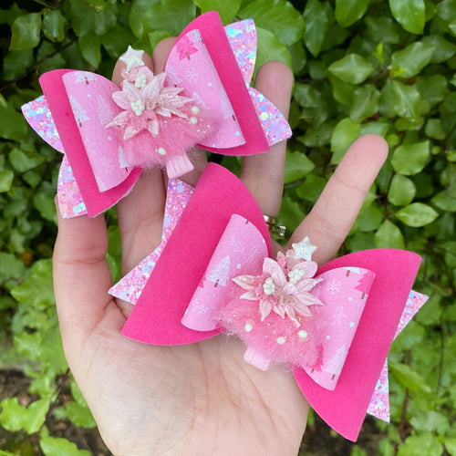 Pink Christmas Tree Clay Bow (BOTTOM)