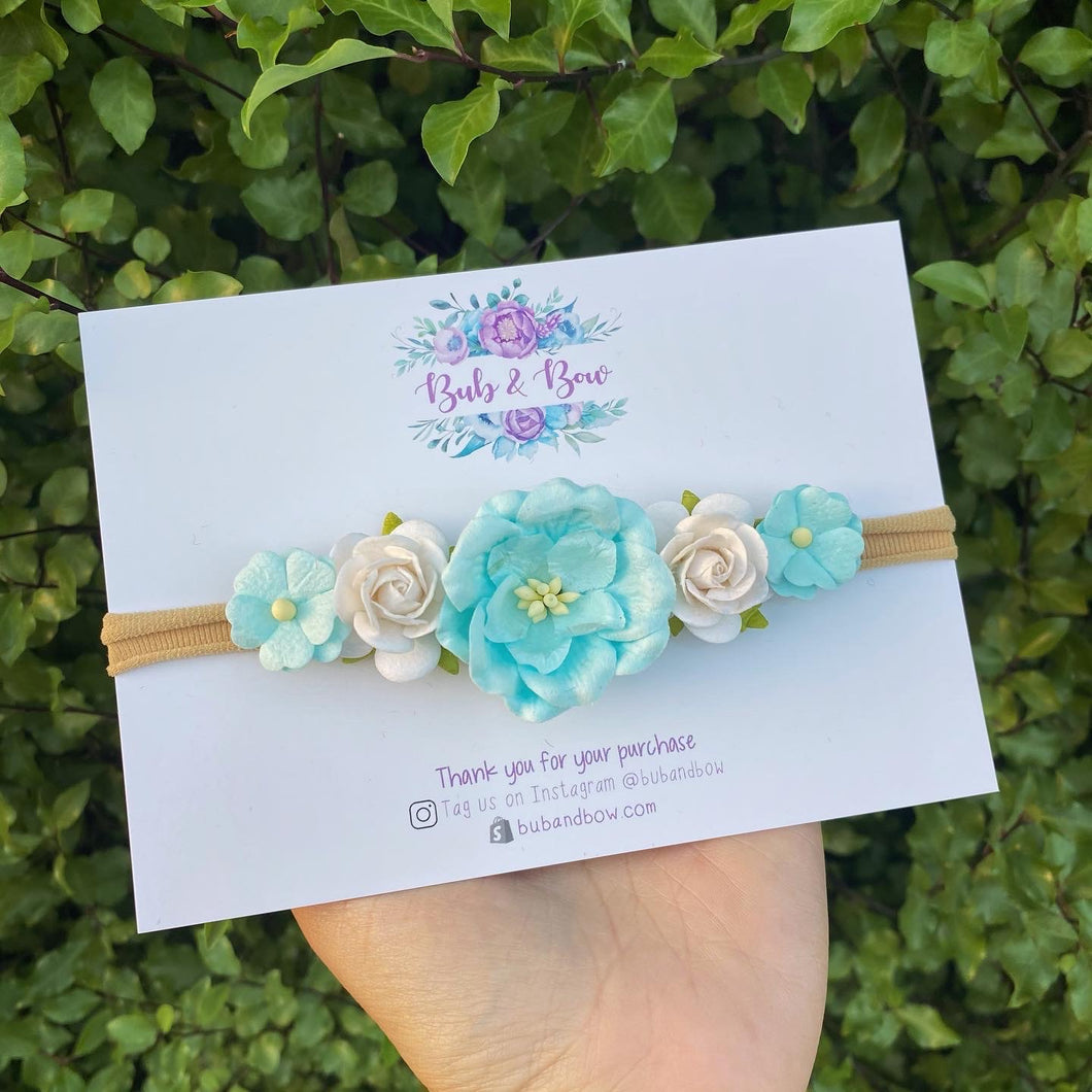 Aqua Blossom Flower Crown