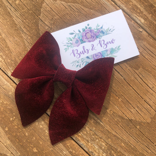 Ruby Shimmer Velvet Sailor Bow