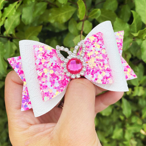 Pink Rhinestone Bunny bow