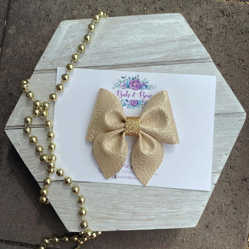 Metallic Embossed Medium Sailor Bow (Champagne)